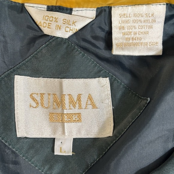 Vintage Summa Silk Bomber Jacket Mens L Colorblock Full Zip Pocket Casual 80s - Picture 2 of 7